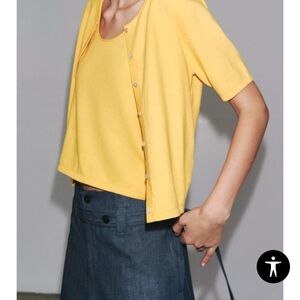 Zara Yellow Short-Sleeve Cardigan